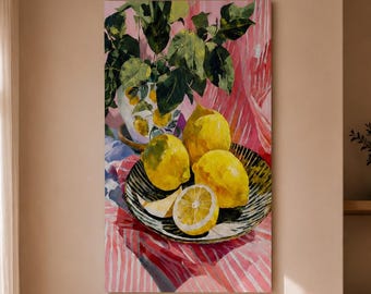 Lemonn Plate Prints Canvas Wall Sign, Contemporary Art, Kitchen Decor, New Home Gift