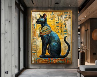 Bastet Wall Art Egyptian God Decor Ancient Egypt Canvas Bastet Portrait Wall Art Gift Wall Hanging Contemporary Art New Home Gifts Wall Art