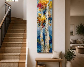 Autumn Tree Canvas: Tall Vertical Nature Art, Naature Decor, Christmas Gift
