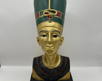 Drottning Nefertiti egyptisk staty byst skrivbordsfigur keramik A02