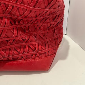 Rebecca Minkoff Red Leather Large Textured Tote Bag Purse image 15