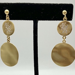 Dyadema Italian Sterling Silver Gold Vermeil Two Dangle Circle Stud Earrings