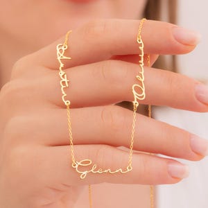 Three Name Necklace, Triple Name Necklace, Personalized Name Necklace, Personalized Cursive Necklace for Mom Gift,  Custom Children Necklace