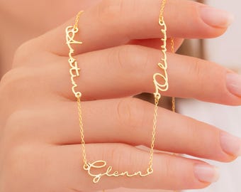 Three Name Necklace, Triple Name Pendant, Personalized Name Jewelry, Personalized Cursive Necklace, Custom Children's Gift