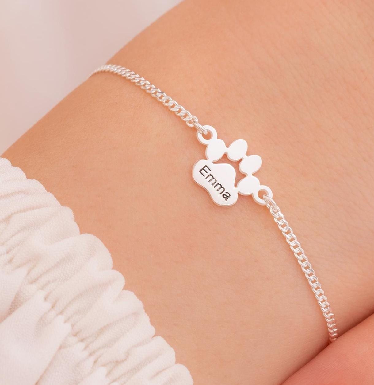Custom Paw Name Bracelet | Personalized Pet Memorial Jewelry With ...