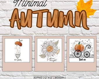 Minimal Autumn Clipart Set | Cozy Fall Illustration | Pumpkin Spice Digital Download PNG