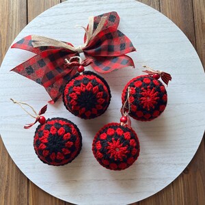 Woodland Crochet Granny Ball Ornaments Set of 4
