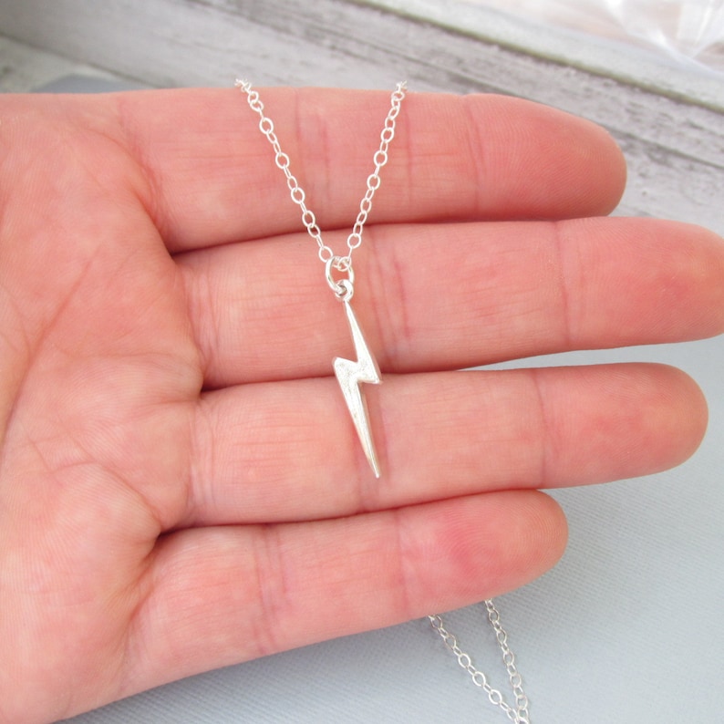 Silver Lightning Bolt Necklace Sterling Silver Lightning Bolt Etsy