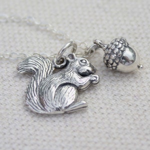 Sterling Silver Squirrel Acorn Charm Necklace, Squirrel Lovers Gift, Nature Lovers image 2