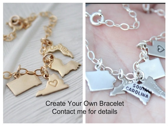 Small Gold State Charms with Jump Ring, 50 States, Personalized Gifts, Going Away Gift, Graduation Gift, State Jewelry