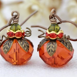 Pumpkin Earrings, Hypoallergenic Brass, Nickel Free