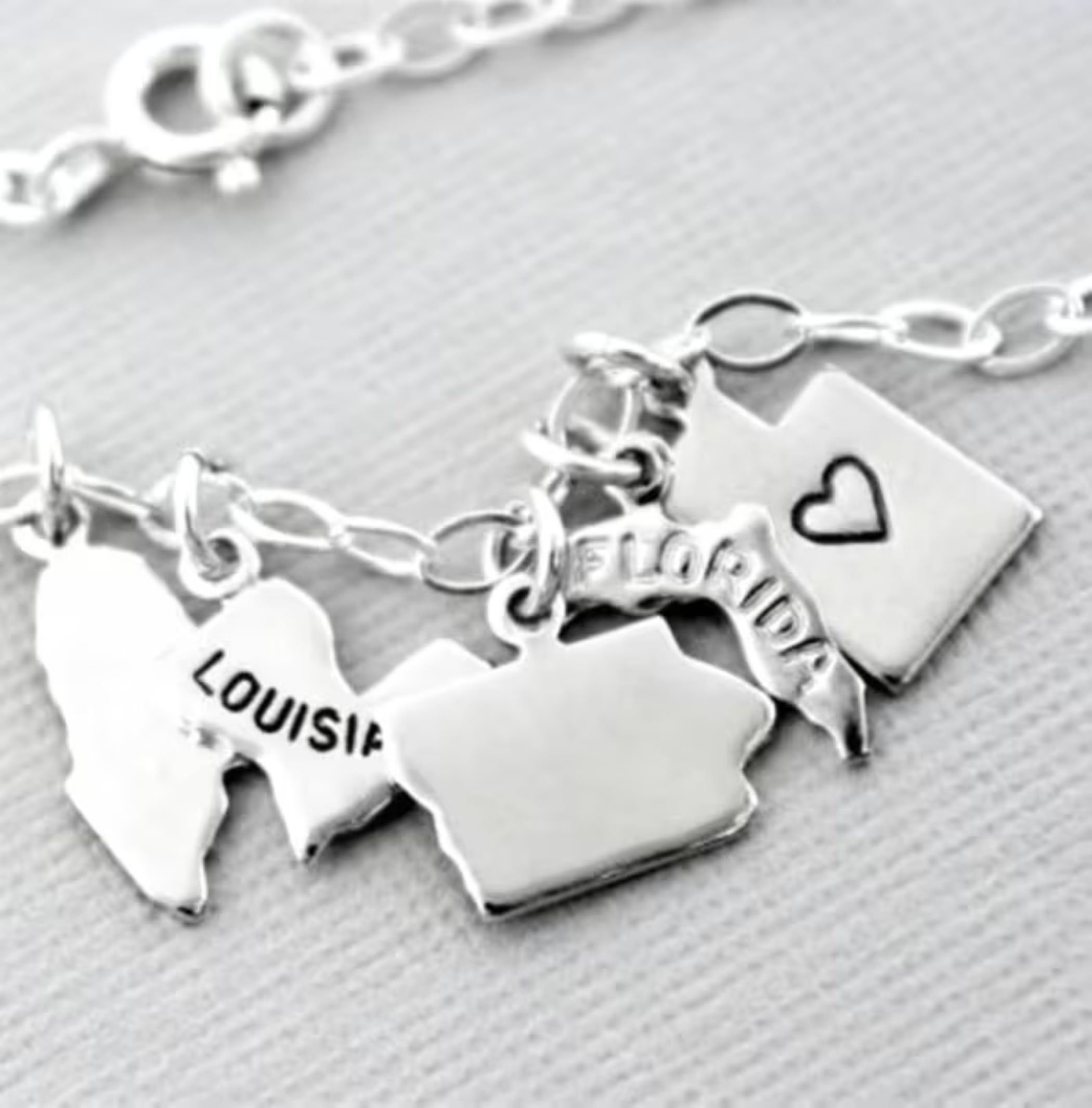 Silver State Charms, Small, Tiny, Dainty, Going Away Gift, Home State, Home Sweet Home, Graduation Gift, Charms For Bracelet