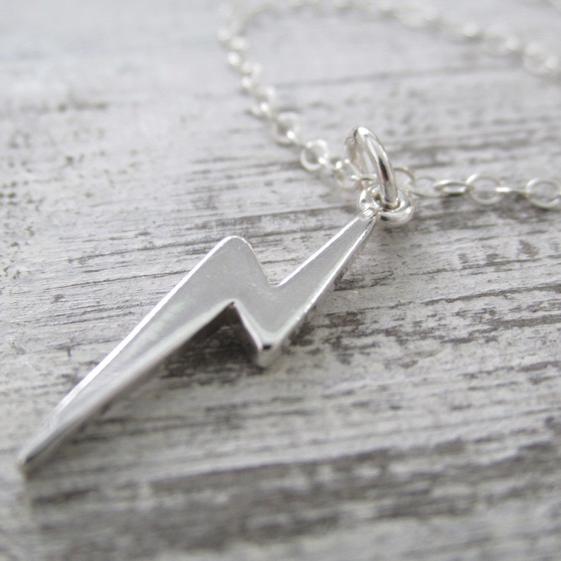 Silver Lightning Bolt Necklace Sterling Silver Lightning Bolt Etsy