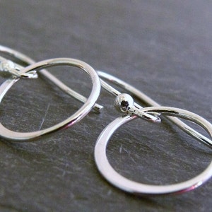 Sterling Silver Hoop Earrings, Dainty, Minimalist, Small, Simple Dangling Round Circle Hoops, Lightweight, Stylish, Trending Jewelry image 4