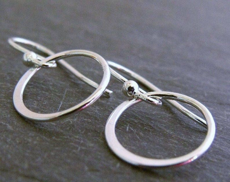 Sterling Silver Hoop Earrings, Dainty, Minimalist, Small, Simple Dangling Round Circle Hoops, Lightweight, Stylish, Trending Jewelry image 4