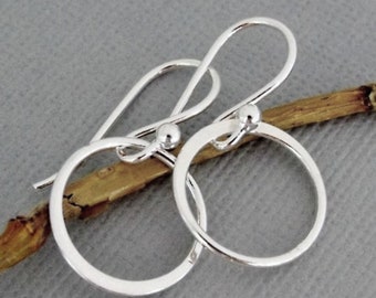 Dainty Sterling Silver Hoop Earrings: Minimalist Circle Dangle