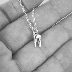 Sterling Silver Tooth Charm Necklace, Gift For Dental Hygienist, Human Molar Tooth Charm, Gift For Dentist, Molar Charm Necklace, Baby Tooth image 5
