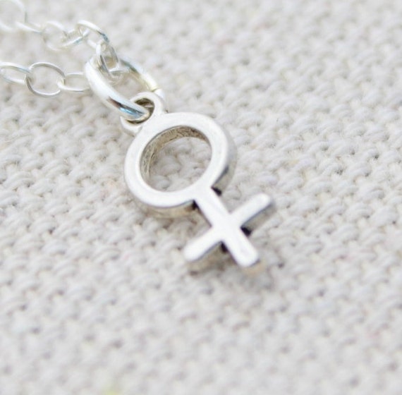 Female Symbol Necklace Sterling Silver Feminist Necklace Etsy