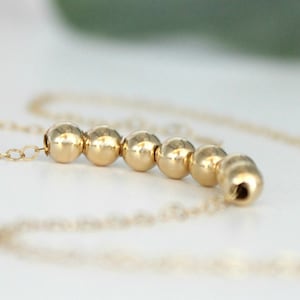 14k Gold-Filled Bead Necklace: Dainty Minimalist Choker