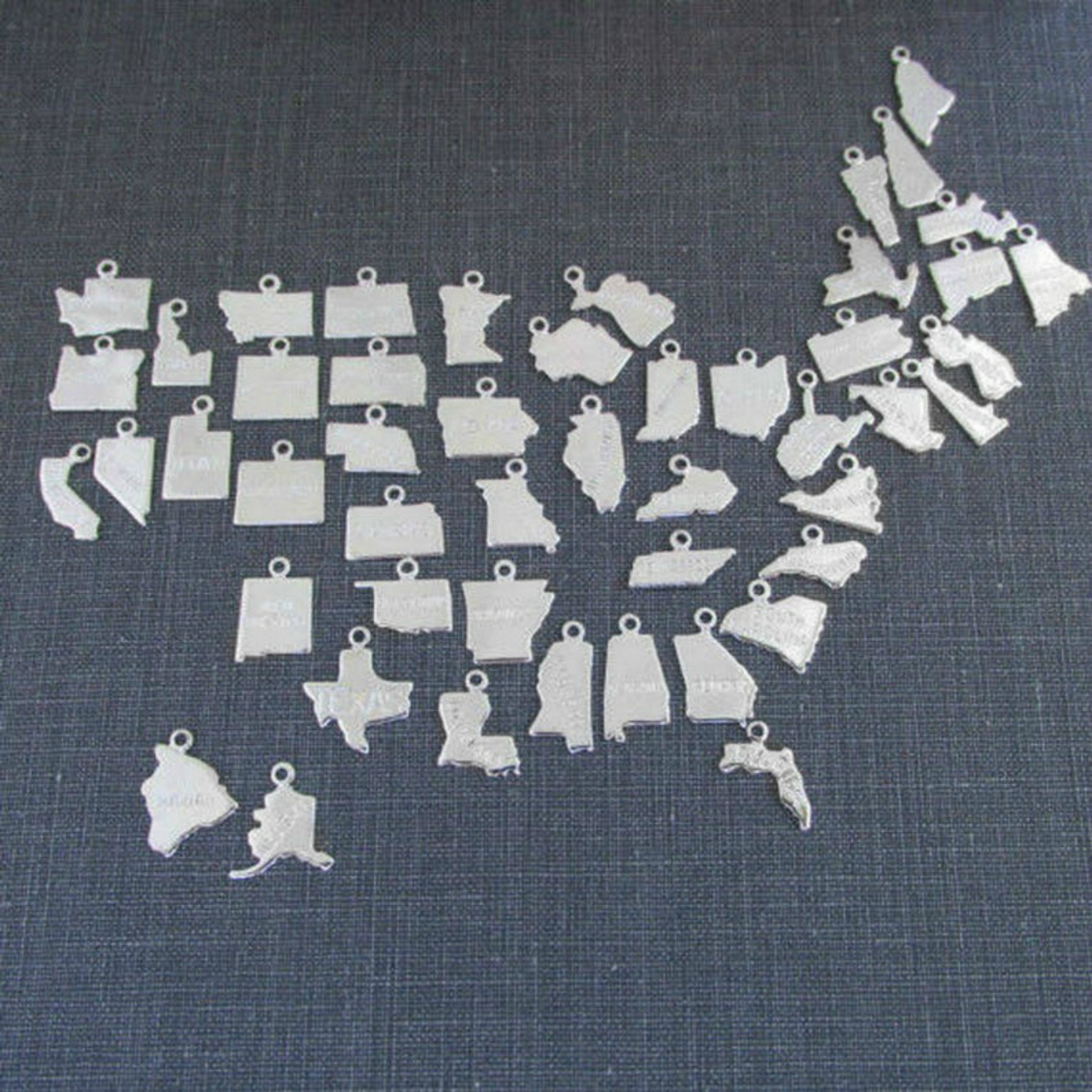 Silver State Charms, Small, Tiny, Dainty, Going Away Gift, Home State, Home Sweet Home, Graduation Gift, Charms For Bracelet