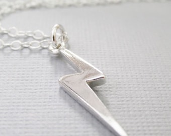 Sterling Silver Lightning Bolt Necklace: Dainty Charm, Meteorologist Gift
