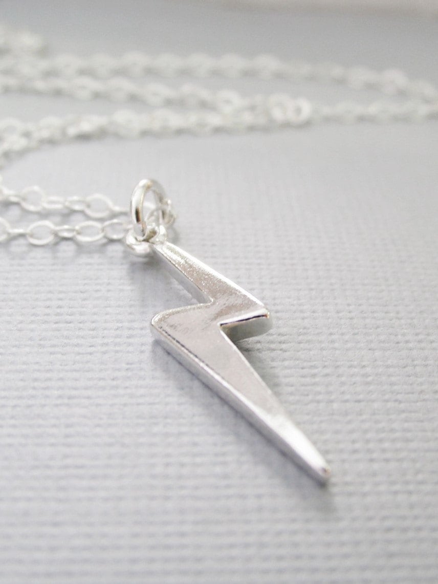 Silver Lightning Bolt Necklace Sterling Silver Lightning Bolt Etsy