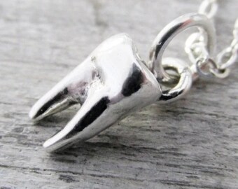 Oxidized Sterling Silver Tooth Charm Necklace: Dentist Gift