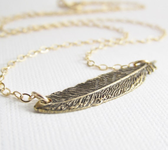 Gold Feather Necklace: 14k Gold-Filled Chain Delicate Choker