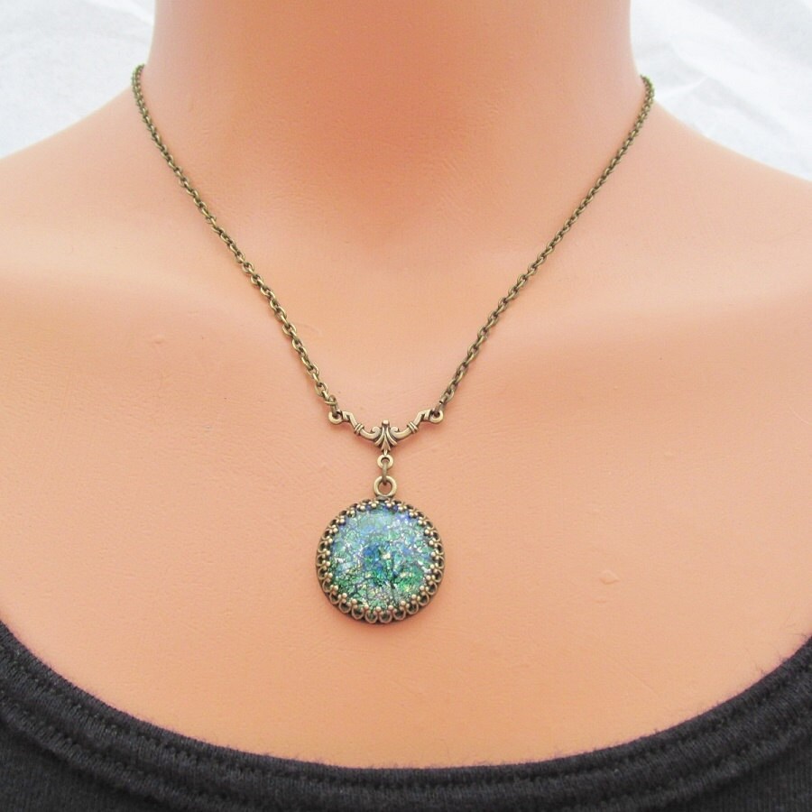 Opal Necklace Rare Vintage Green Fire Opal Necklace Emerald - Etsy