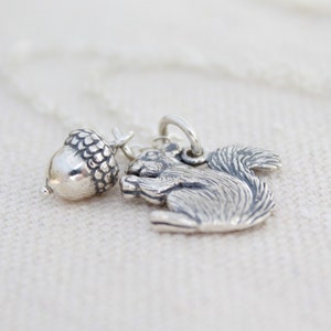 Sterling Silver Squirrel Acorn Charm Necklace, Squirrel Lovers Gift, Nature Lovers image 4