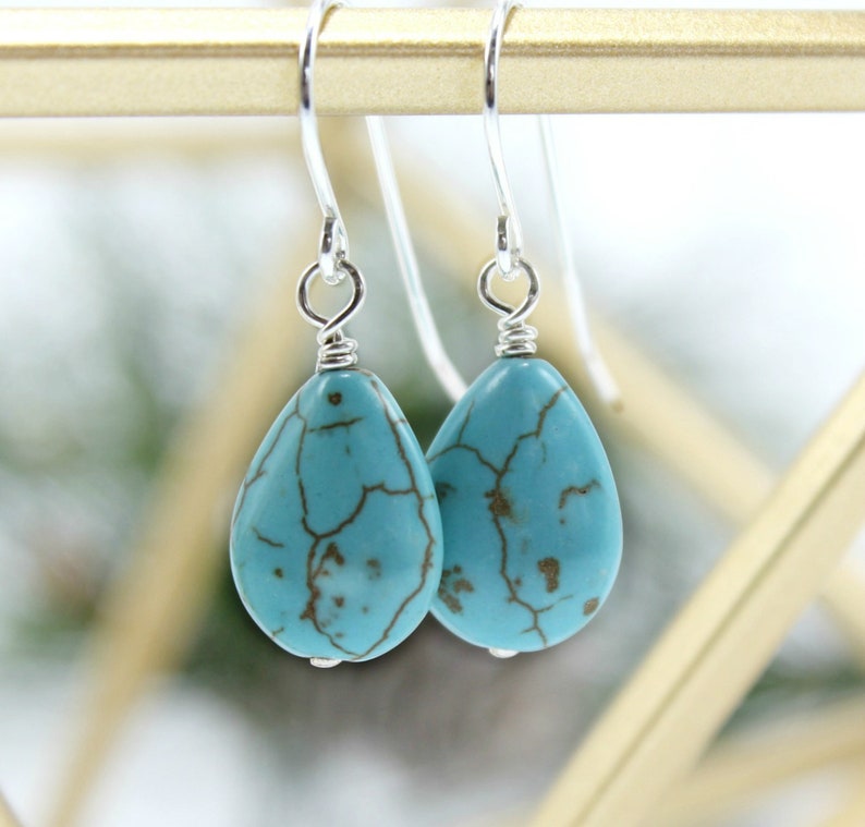 Turquoise Teardrop Earrings Dangling Turquoise Earrings | Etsy