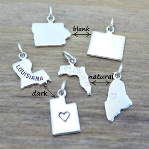 Silver State Charms, Small, Tiny, Dainty, Going Away Gift, Personalized, Home State, Home Sweet Home, Graduation Gift, Charms For Bracelet image 4