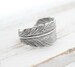 Silver Adjustable Feather Wrap Ring, Simple Silver Feather Jewelry, Gifts Under 20, Feather Ring 