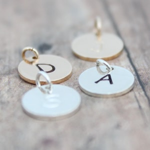 Hand-Stamped Initial Charm: 14k Gold Filled or Sterling Silver