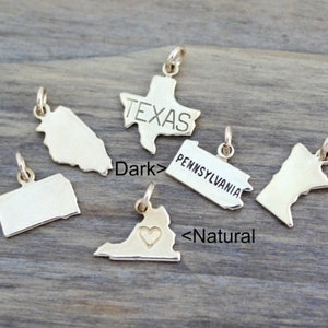 Small Gold State Charms with Jump Ring, 50 States, Personalized Gifts, Going Away Gift, Graduation Gift, State Jewelry image 2