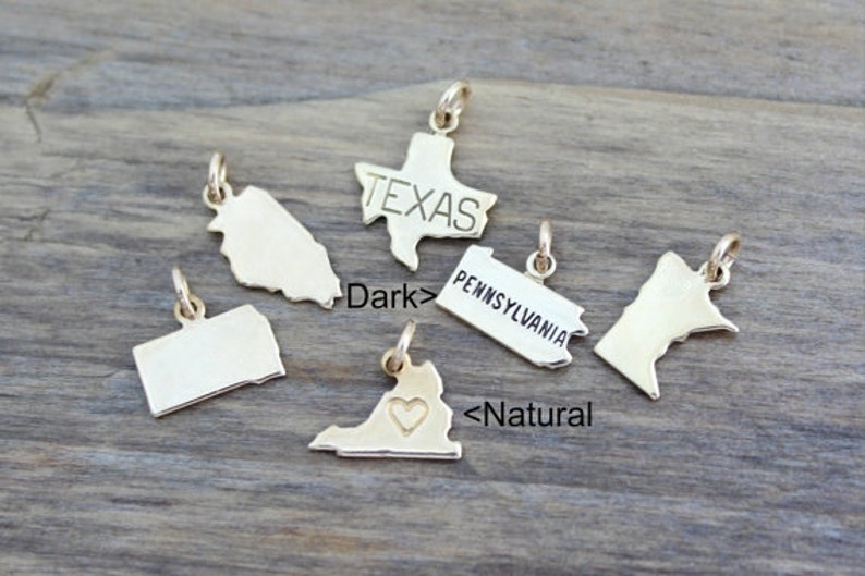 Small Gold State Charms with Jump Ring, 50 States, Personalized Gifts, Going Away Gift, Graduation Gift, State Jewelry image 2