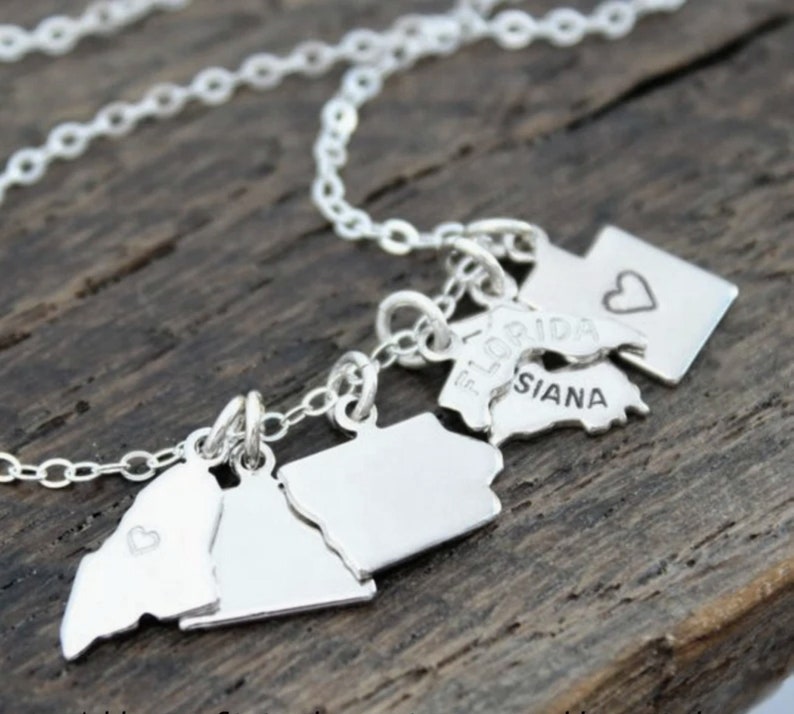 Silver State Charms, Small, Tiny, Dainty, Going Away Gift, Personalized, Home State, Home Sweet Home, Graduation Gift, Charms For Bracelet image 7
