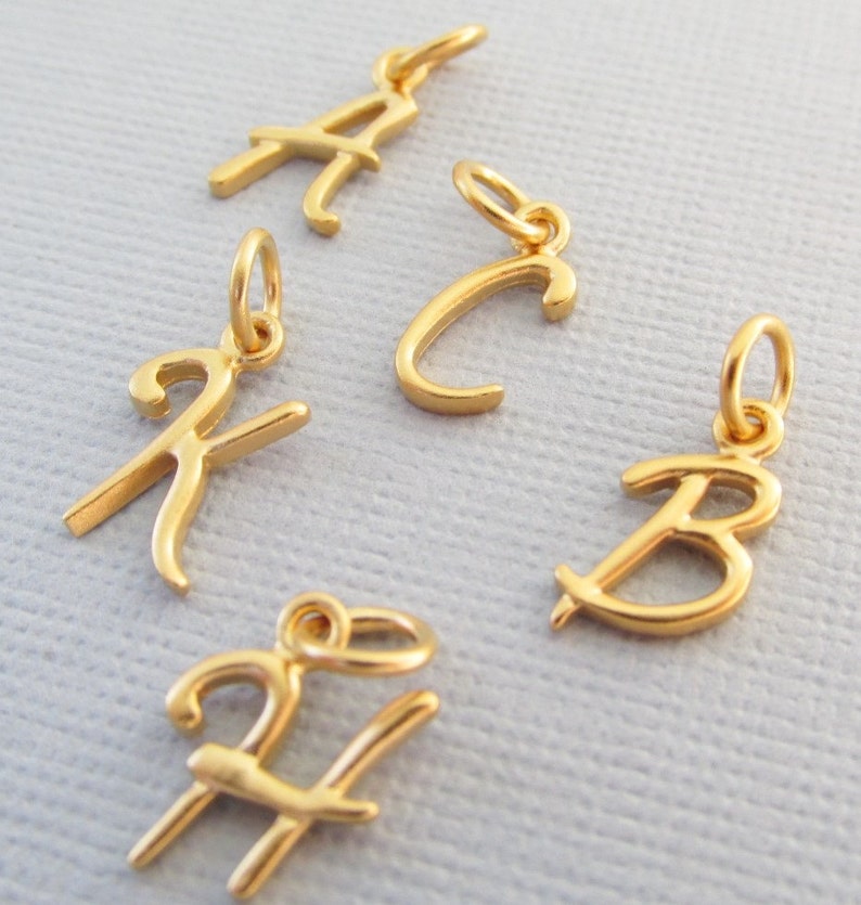 Gold Initial Charm Gold Letter Charm Cursive Letter Charms Etsy