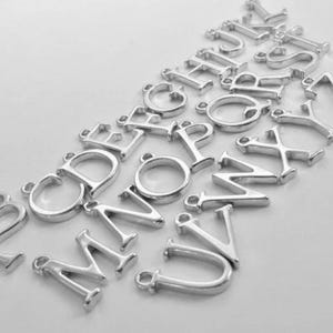 Silver Plated Initial Charm, Uppercase Letters, Add-on Charm, Simple, Dainty