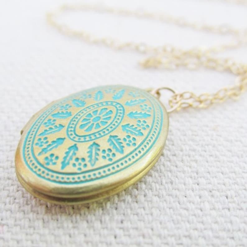 Turquoise locket necklace Clearance
