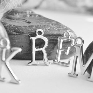 Silver Plated Letter Charm, Silver Initial Charms, Uppercase Letter Charms, Add A Charm, Extra Charm, Small Initial Charms image 2