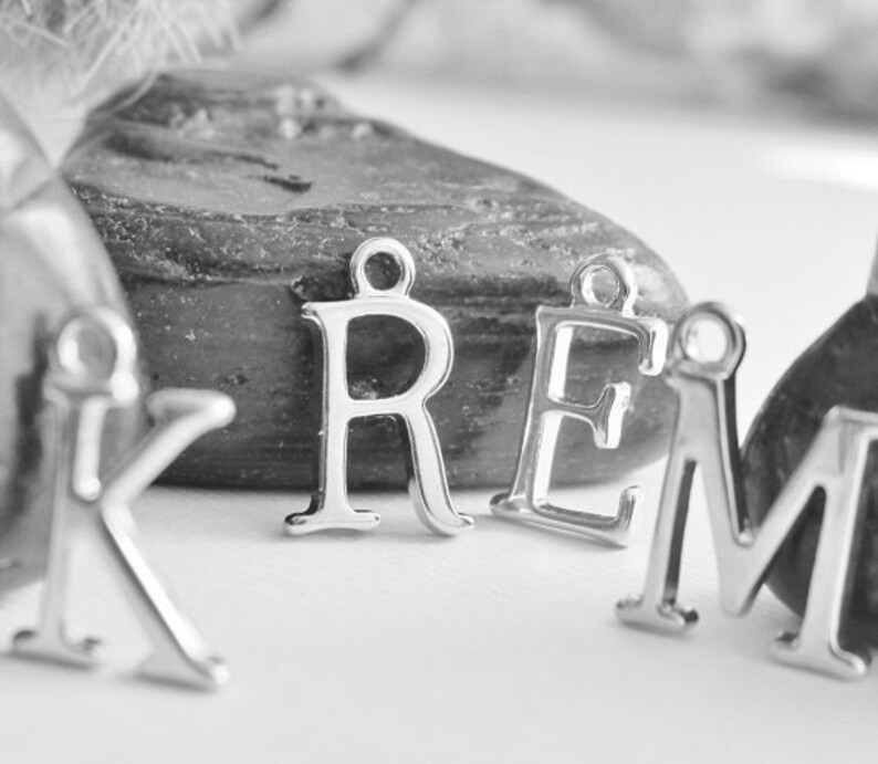 Silver Plated Letter Charm, Silver Initial Charms, Uppercase Letter Charms, Add A Charm, Extra Charm, Small Initial Charms image 2