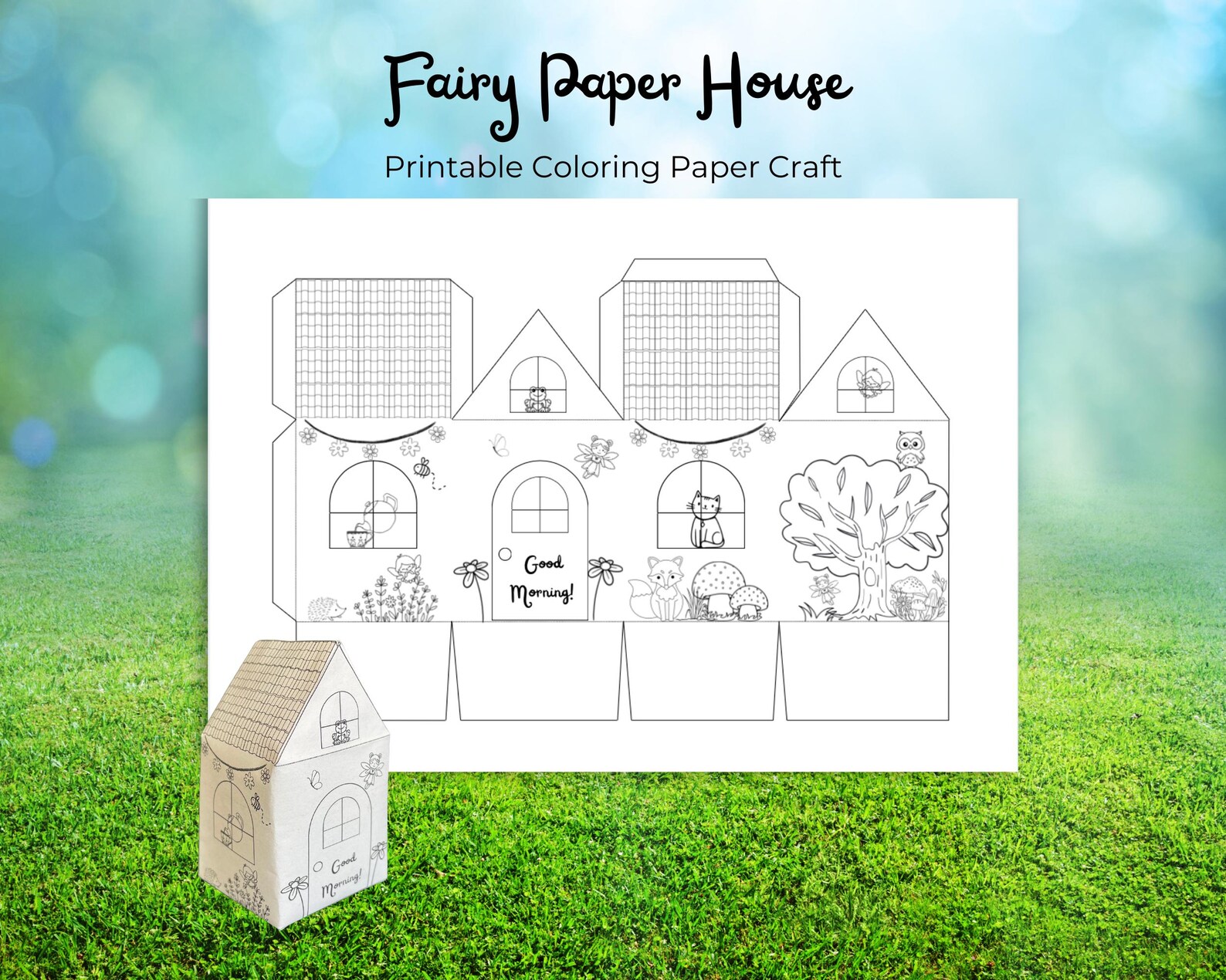 Fairy House Paper Craft, 3D Paper House Template, Cottage Core Fairy ...