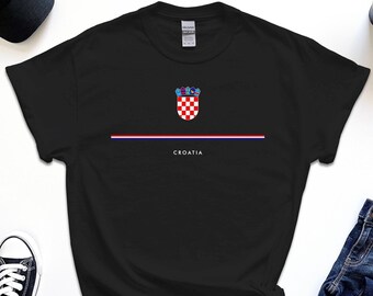 T-shirt Kroatië, volledige breedte vlag wapenschild T-shirt gratis cadeau bericht invoegen