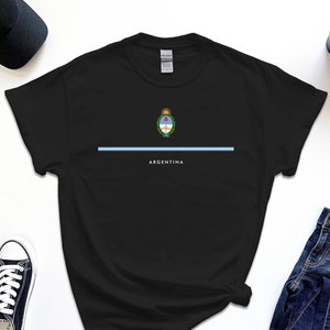Argentina Shirt, Full Width Flag Coat of Arms of Argentina Tshirt Free Gift Message Insertion