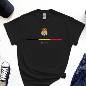 Belgium Shirt, Full Width Flag Coat of Arms of Belgium Tshirt Free Gift Message Insertion