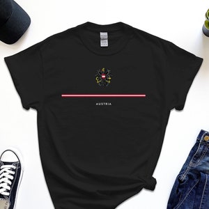 Austria Shirt, Full Width Flag Coat of Arms of Austria Tshirt Free Gift Message Insertion