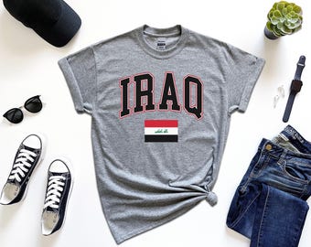 Iraq Shirt, Custom Iraq Tshirt, Simple Flag Free Gift Message Insertion