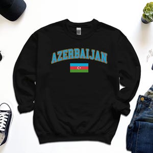 Azerbaijan Sweatshirt, Custom Azerbaijan Sweater, Simple Flag Free Gift Message Insertion