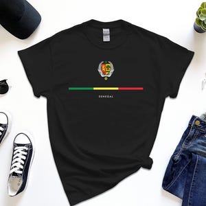 Senegal Shirt, Full Width Flag Coat of Arms of Senegal Tshirt Free Gift Message Insertion